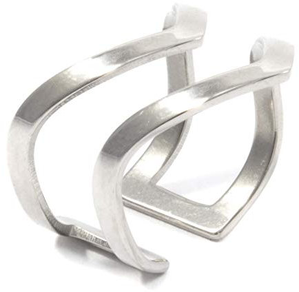 Happiness Boutique Damen Offener Ring in Silberfarbe | Statement Ring Doppel Chevron V Design