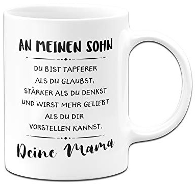 Tassenbrennerei Tasse mit Spruch An Meinen Sohn von Mama - Geschenk für Sohn, Tassen mit Sprüchen (Weiß)