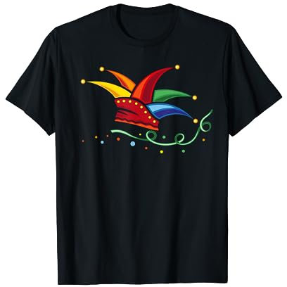 Karneval Fasching T-Shirt Narrenkappe Luftschlangen Konfetti T-Shirt
