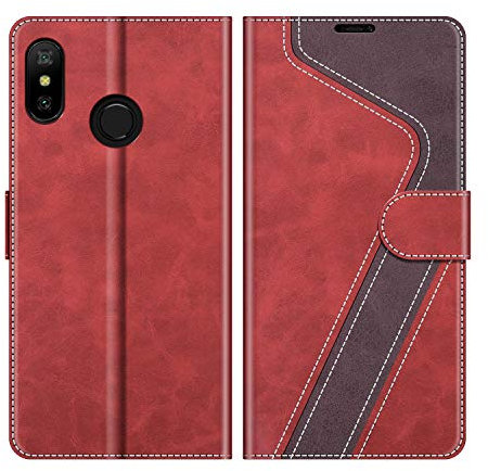 MOBESV Funda para Xiaomi Mi A2 Lite, Funda Libro Magnético Carcasa para Xiaomi Mi A2 Lite Funda con Tapa, Rojo