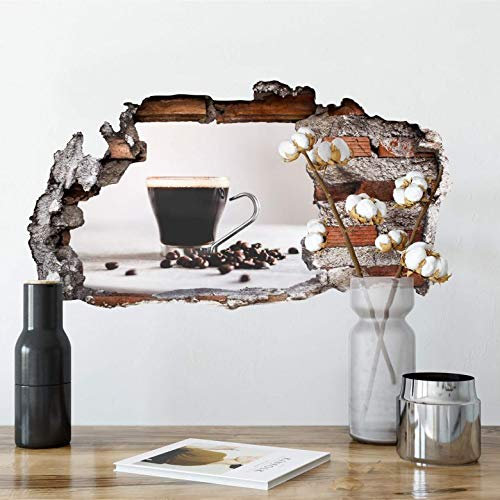 Kaffeepause 3D Wandtattoo Küche Wandsticker Esszimmer Tapete selbstklebend Kaffee Aussicht 40x21cm