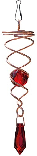 CIM Edelstahl Deko Windspirale - Little Crystal Twister - Kupfer Rot - Abmessung: 3x16cm - Inklusive 2 Glasobjekte mit Facettschliff - beliebig kombinierbar - inkl. Haken und Nylonschnur