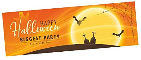 PVC Banner Halloween Party 450 x150 cm inklusive ca. alle 50cm geöst
