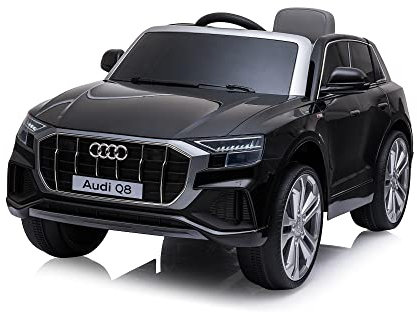 FEBER - Kinder-Elektroauto Q8 Black 12V R/C, 1 Sitz, funkgesteuert, mit Autodetails: Scheinwerfer mit Licht, 3 Geschwindigkeiten, elektrisches Gas und Bremse, ab 3 Jahren, FAMOSA (800013444)