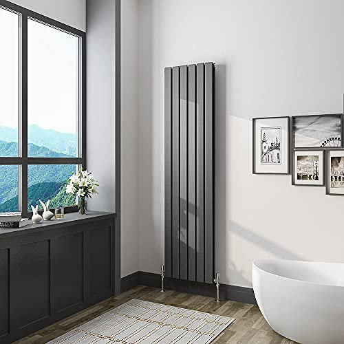 Acezanble 1600x408mm Vertical Flat Panel Radiator Anthracite Double Modern Central Heating Radiators for Bathroom Kitchen Living Room