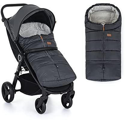 Petite&Mars Schlafsack für Kinderwagen JIBOT * Fußsack * Winterschlafsack für Kinderwagen, Buggy und Autositz * Warrm * Wasserdicht * Winddicht (Charcoal Grey)