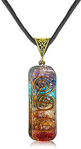 DEEPOW ANLACOCN Healing 7 Chakra Necklace with Rainbow Crystals Orgone Energy Generator for Balancing 7 Chakras, Meditation Yoga Spiritual Jewelry