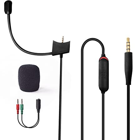 Arzweyk Replacement Bose QC35 Cable, Boom Mic with Mute Switch, Compatible with Bose QuietComfort 35 II, QC35, PC, Laptop, PS4, PS5, Xbox One Controller