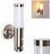 Außenwandleuchte Walise, Außenleuchte aus Metall/Kunststoff in Edelstahl/Weiß, Wandlampe m. Bewegungsmelder für Terrasse/Eingangsbereich, 1x E27, ohne Leuchtmittel, Gartenbeleuchtung IP44