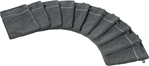 Erwin Müller Walk-Frottier Waschhandschuh 10er-Pack Mannheim Uni anthrazit Größe 16x21 cm - schnell trocknend und extra saugstark, kuschelig weich, farbenfroh, 100% Baumwolle