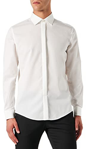 Seidensticker Herren Slim Bügelfrei Kent Langarm Umschlagmanschette Shirt, Ecru, 38 EU