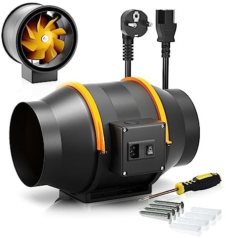 FanGoFast Ventola Aspirazione 125mm, Professionale Aspiratore da Bagno, Estrattore aria in Iinea con funzione regolatore per booster, tenda di crescita,ventilazione,ventilazione e ventola di scarico