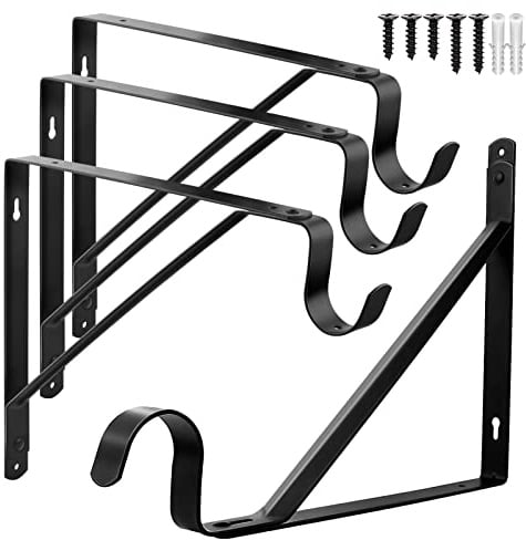 Schrankstangenhalterung, robuste Regalhalterung mit Stangenhalter, 27,3 x 25,9 cm, schwarz, Schrankstangenstütze, Wandmontage, Kleiderbügel, Stangenstützhaken, 4 Stück