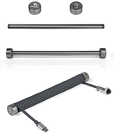 MAMBASNAKE RC01 Custom Fixed Rod per Cavo a Spirale Tastiera - Asta Fissa Avvolgi Cavo a Spirale in Aluminum CNC - Coiled Cable Management Pole, Aviator Cable Weight Bar, Lunghezza 7,68 Pollici - Nero