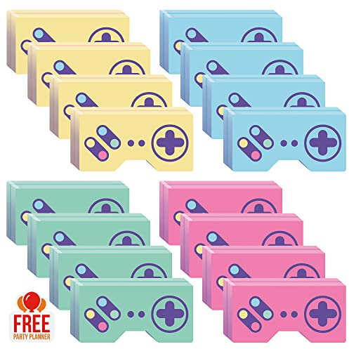 Creative Converting Next Level Gaming-Party-Set mit 8 Leckerli-Boxen – Controller-Form, Geschenkschachtel in Grün, Rosa, Blau, Gelb – Videospiel-Thema, Geburtstag, Gastgeschenke, Beute, Bonbonpreise,