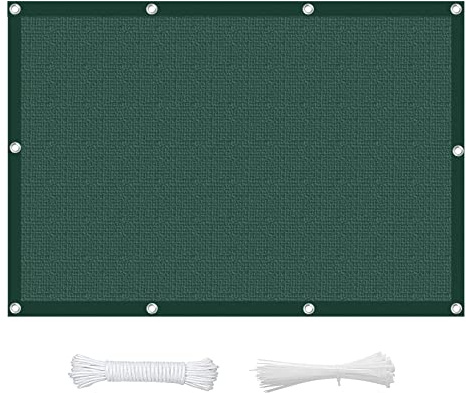 Sonnensegel Quadrat 4 x 7 m luftdurchlässig, wasserdurchlässig Sonnenschutz, Rechteckig Kostenlose 1 × 5m Seile für Terrasse Balkon Garten, Dunkelgrün