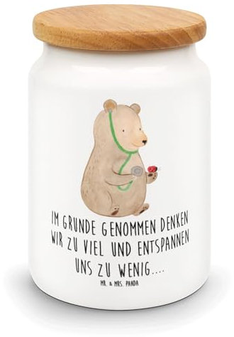 Mr. & Mrs. Panda Vorratsdose Bär Arzt - Geschenk, Professorin, Vorratsdosen Mehl, Teddy, Aufbewahrungsdose, Vorratsdosen, Vorratsbehälter Küche,