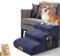 MASTERTOP Scale per Cani a 3 Gradini in Spugna, Scala Antiscivolo per Animali Domestici, Scaletta Spugna Ccuccioli per Divano Letto con Fodera Rimovibile e Lavabile (Blu Navy)