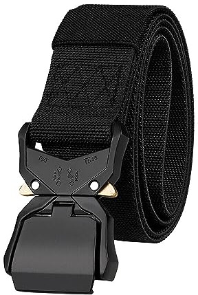 Zukunftsenkel Taktischer Gürtel Herren Schwarz Stoffgürtel Schnellverschluss 125cm-175cm