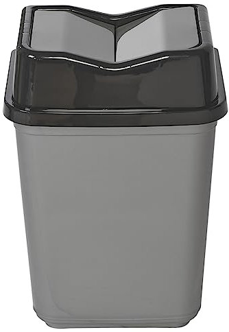 URBNLIVING 10L/20L/30L/50L Plastic Waste Management Recycling Bin Trash Can Dustbin with Butterfly Lid for Office, Kitchen and Bathroom (20L Black/Grey)