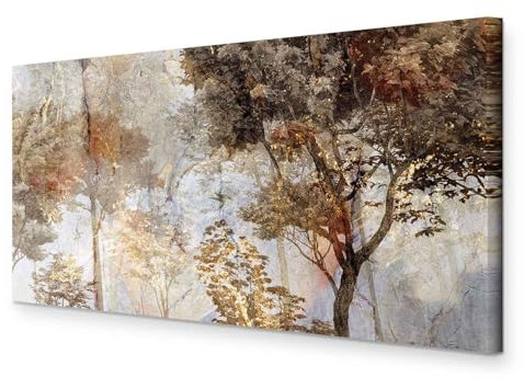 B&D XXL - Akustikbild Wald 120x60 cm Bilder Akustikschaum Hochleistungsschallabsorber Schallschutz Leinwand 1 tlg Wandbild Raumakustik Schalldämmung - Bäume Natur c-C-10012-b-a