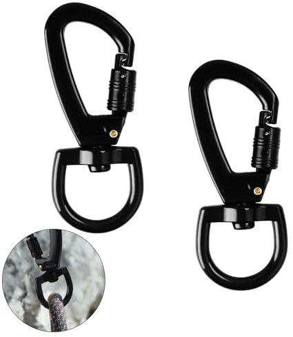 KFDDRN Mosquetón Con Articulación Giratoria - 2 Mosquetones Con Tapa de Tornillo, Gancho Multiusos Para Cuello de Perro, Correa