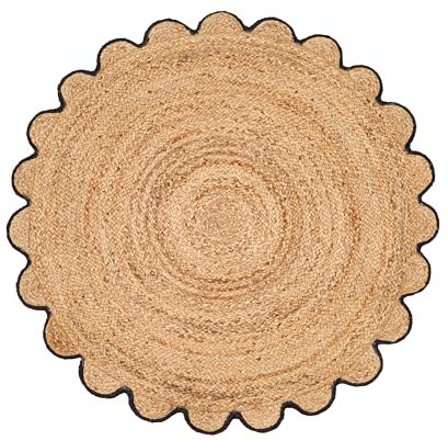 RIANGI Boho-Schlafzimmerteppich, 90 cm, rund, Mini-Jute-Teppich, natürliches Beige, perfekt für kleine Zimmer, Eingangsbereich, Badezimmer, Esszimmer und Bauernhaus-Dekoration, Bohemian-Teppiche für