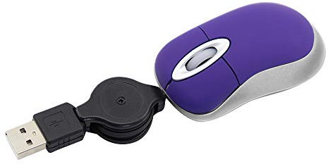 KeauFair Mini Souris Filaire, Mini Souris Filaire de Voyage Portable, Souris d'ordinateur 1600 DPI, Petite Souris avec Cordon rétractable de 70 cm, Mini Souris pour Ordinateur Portable, PC(Violet)