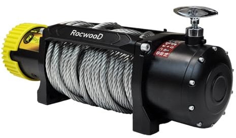 RocwooD Electric Winch 13500lbs 12V Steel Cable Heavy Duty Fairlead Wireless Remote Control Including Mounting Holes & Wireless Remotes Offroad Heavy Duty