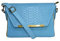 Bellmond Echt Leder Umhängetasche Damen klein, Kroko Optik, MADE IN ITALY, Crossbodybag in knalligen Farben, elegant und stylisch (Hellbau)