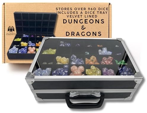 Dice Display Case with Dice Tray for DnD Gifts - Store Up to 960 Polyhedral Dice, 24 Slots Per Tray - DnD Dice Tray with Removable Felt Storage Trays - Crystal Clear Lid for Pristine Viewing