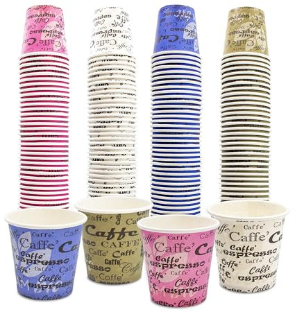 COFFISANO 200 verres à café 75 ml • verres jetables jetables 2,5 oz en papier recyclables colorés jetables pour restaurants, bureau, à emporter, bars • adaptés aux boissons chaudes, expresso, thé,