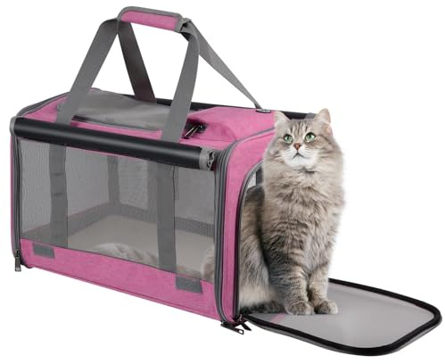 Qoosea Sac de Transport pour Chat Chien Portable, Caisse de Transport Animalerie Respirant et Pliable, Boîte de Transport pour Petit Chien Chat (Rose)