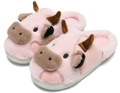sharllen Kuh Hausschuhe Damen Herren Plüsch Flauschige Tiere Pantoffeln Winter Warme Hausschuhe Kuschel Lustig Rutschfeste Hauspantoffeln