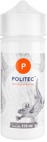 Politec - Pintura Acrílica Impermeable y Resistente a la Luz para Lienzos, Tela, Madera, Cristal, Piedras y Textiles (Blanco Titanio #301)