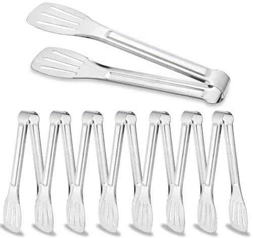 SHSMPXOY 8 Pcs Pinces de Service, 7 Pouces Pinces Cuisine Pince à Barbecue Pince à Salade Inox pour Cuisine Cuisson Friture Buffet Salade BBQ Grillades