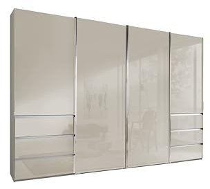 WIEMANN Schwebetürenschrank Kleiderschrank Schlafzimmerschrank 330cm breit, mit Schubladen, Glas Champagner, Höhe 236cm, Malibu
