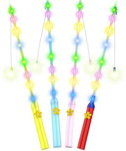 Hianjoo 4-Stück Laternenstab mit LED für St. Martin, 50cm LED Elektronischer Laternenstab für Laternenfest, Partys, Martinstag, Halloween, Weihnachten [Beleuchtungs Upgrade]