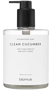 blomus Geschirrspülmittel -SATOMI- | Duft Clean Cucumber | 500 ml | Spülmittelspender mit veganem Clean Cucumber aus 25% biologischem Anbau | Ø8 x H12 cm