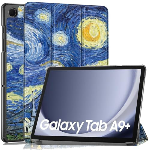 Vakarey Ultrafina con Soporte Funda Tablet para Samsung Galaxy Tab A9+ Plus 11 Pulgadas 2023 SM-X210/SM-X216/SM-X218,Cielo Estrellado