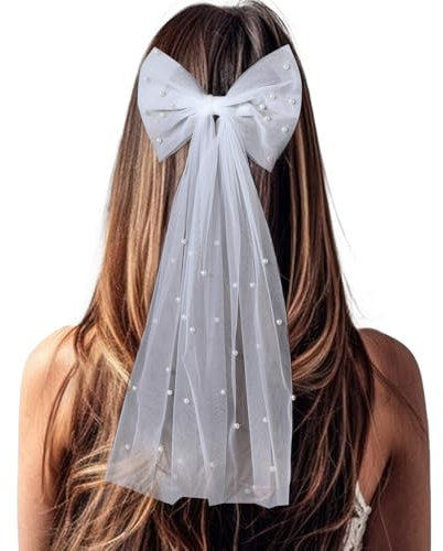 Schleier Weiß 2 Stück Schleier Braut Brautschleier Haarschleife Perlen Hochzeit Brautschleier Brautjungfern Wie Bräute Werden Bachelorette Party Dekorationen Schmetterling Haarspangen Damen Mädchen