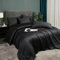 Luofanfei Housse de Couette 220x240 Noir Adulte 2 Personnes Bambou Polyester Parure Linge de lit Uni Lisse Soyeux Brillant Ensemble Literie avec Fermeture éclair et 2X 65x65cm Taies d'oreiller