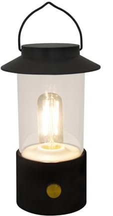 Idena 50125-Linterna LED de Camping en Negro, a Pilas e inalámbrica, lámpara para Interior y Exterior, Regulable, Aprox. 19 cm, luz portátil, Multicolor Berlin 50125