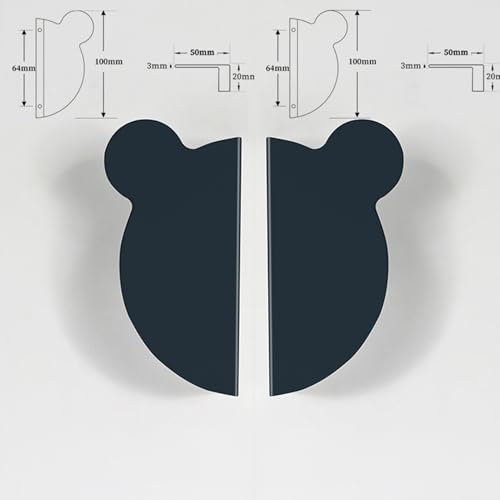 FQFLXY6589 2 Stück Schubladengriff Bunte Griffe für Kinderzimmer Türgriff halbrund Schrankgriffe Bärenkopf-Design für Küchenschränke,Kleiderschrank,Tür Möbelgriffe Aluminium-Legierung (Blau)