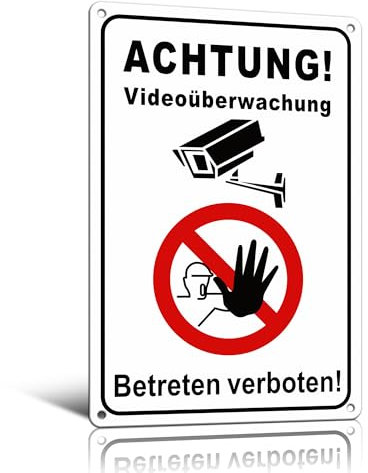 TAKULA Schild Betreten Verboten Videoüberwacht-20 * 30CM Betreten Verboten Schild,Wasserdichtes, Sonnengeschütztes und Staubdichtes Verbotsschilder