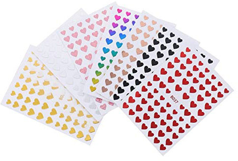 Healeved 8sheets Unique Heart Shaped Nail Decals Charming Nail Sticker Accessory for Women Girls DIY