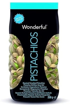 Wonderful Pistacchi Tostati Non Salati, 250g (Confezione da 6)