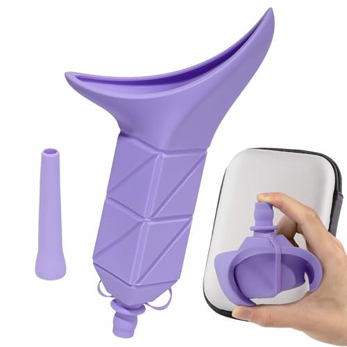 HIEERBUS Dispositivo de micción femenina, urinario femenino plegable, embudo reutilizable para orina que permite a las mujeres orinar de pie, taza portátil de silicona con funda de tubo para camping