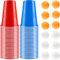 Binnan Set Bierpong, Set de Gobelets de Beerpong, 50 Gobelet Biere Pong(500ml) avec 12 Balles de Ping-Pong, Jeux à Boire, Réutilisables Tasse de Bière Pong pour de Fête