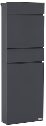 Zelsius Briefkasten mit Zeitungsfach | Postbox in Anthrazit (RAL7016) | Standbriefkasten mit 2 Schlüsseln und Montagematerial | Briefbox, Postkasten, Hausbriefkasten, Zustellkasten, Mailbox